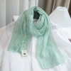 Solid-color, elegant, hollowed-out, artistic, short cotton and linen scarves for women, spring and summer narrow version linen sun protection gauze scarves, thin style wholesale Specification image